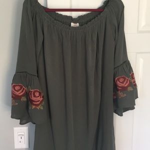 Long sleeved off the shoulder dress